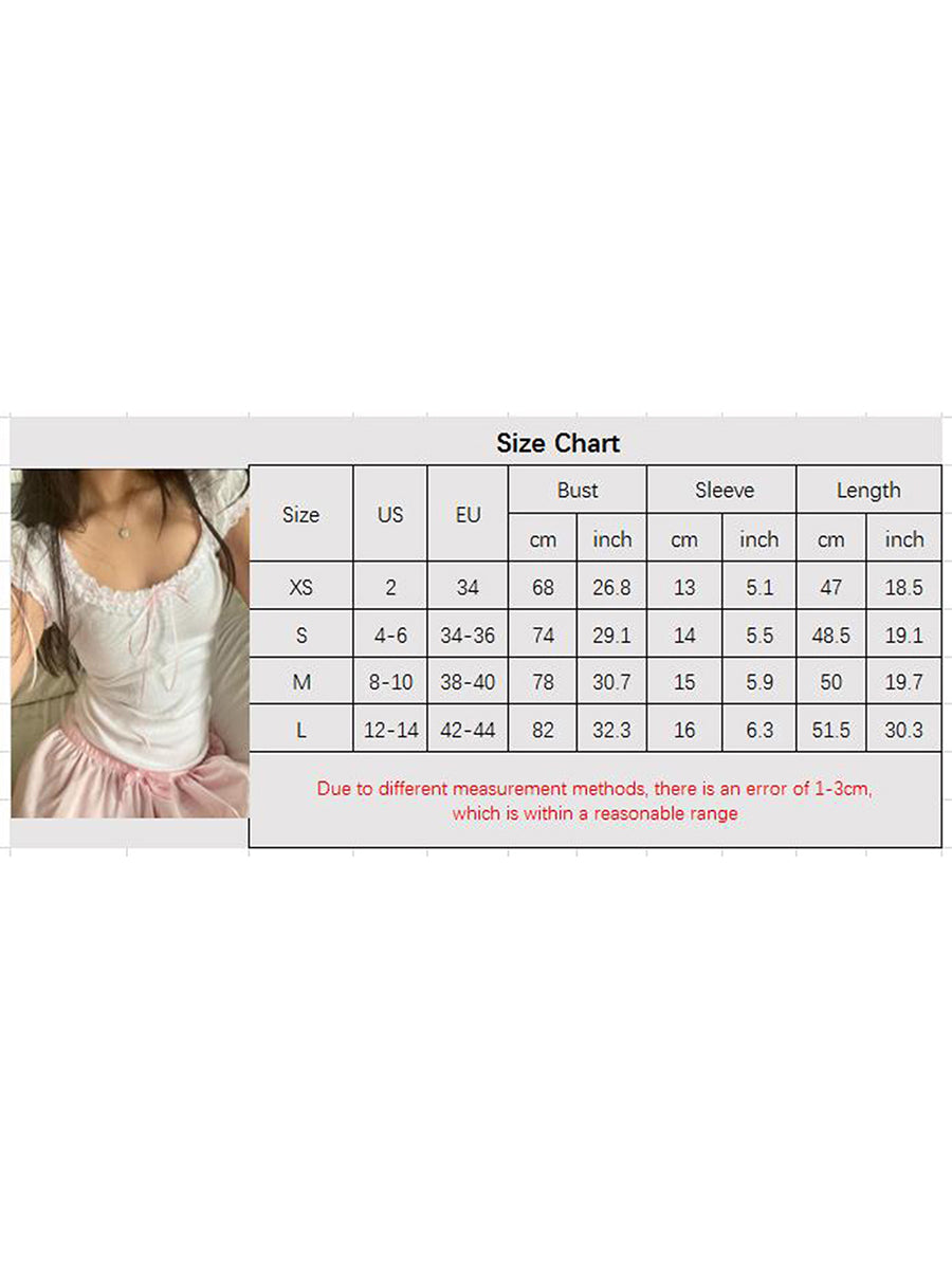 Women's Summer T-shirt Cap Sleeve Square Neck Neck Lace Trim Tee Tops Kawaii Gothic Y2K Aesthetic Shirts