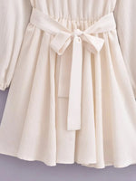 Foridol Ruffles Tierred Beige Lantern Sleeve Women's Dress Spring Summer O Neck Casual Short Vestidos A-line Beach Dress 2025