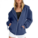Long Sleeve Oversized Sweatshirt Women Zip Up Hoodies Fall Fleece Jackets with Pockets Casual Workout Outfits