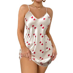 Women's V Neck Spaghetti Strap Nightdress Heart Print Sexy Nightwear Sleepwear Outfit For Home Wear Romantic Date