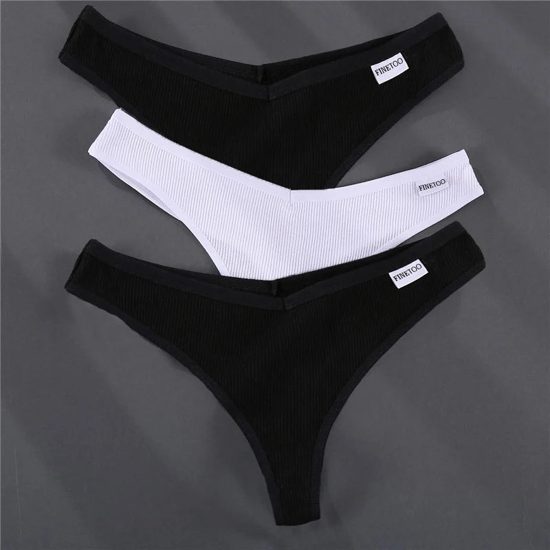 3PCS Cotton Women Thongs Panties Sexy Low Waist Cotton Briefs Female T-Back G-string Girls M-XL Intimate Lingerie