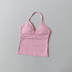 NO LOGO Women's Longline Strappy Backless Gym Top Scrunch Workout Open Back Bra Tank Top for Running Yoga Shirt