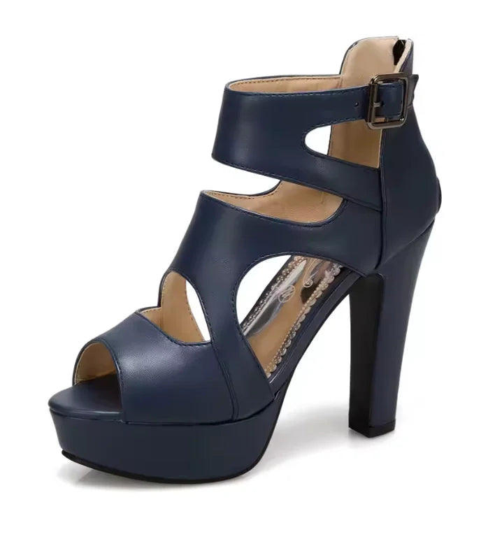 Trendy Hot Sale Summer Fashion Peep Toe Platform High Heels Roman Ankle Sandals Woman's Hollow Out Party Sandals Plus Size 34-50