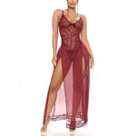 Sexy Long Underwear Dresses for Women Lace SeeThrough Nightgown Erotic Ladies Lingerie Sleepwear Nightgown