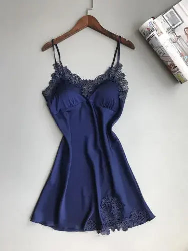 Summer Sexy Lingerie Pajamas Women Sleepwear Nightgowns Silk Satin Ice Silk Thin Halter Suspender Nightdress Night Dresses