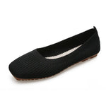 Women Leisure Flats Summer Autumn Flat Shoes Breathable Knitted Square Toe Slip-on Female Daily Walking Driving Loafers