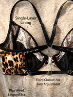 Leopard print front button women's underwear sexy and beautiful back without steel ring comfortable Lingerie MR3675