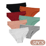 5Pcs/Set Women Cotton Panties Solid Color Low Rise Briefs Female Underpants Comfort Soft Stretch Panty Sexy Lingerie S-XXL