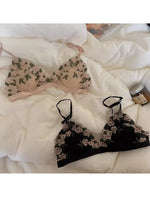 MOYISU Kawaii French Triangle Bra Airism Ultra Thin Invisible Bralette Set Black Lingerie Comfort S-XL 32-38 Sexy Tushy &Panty