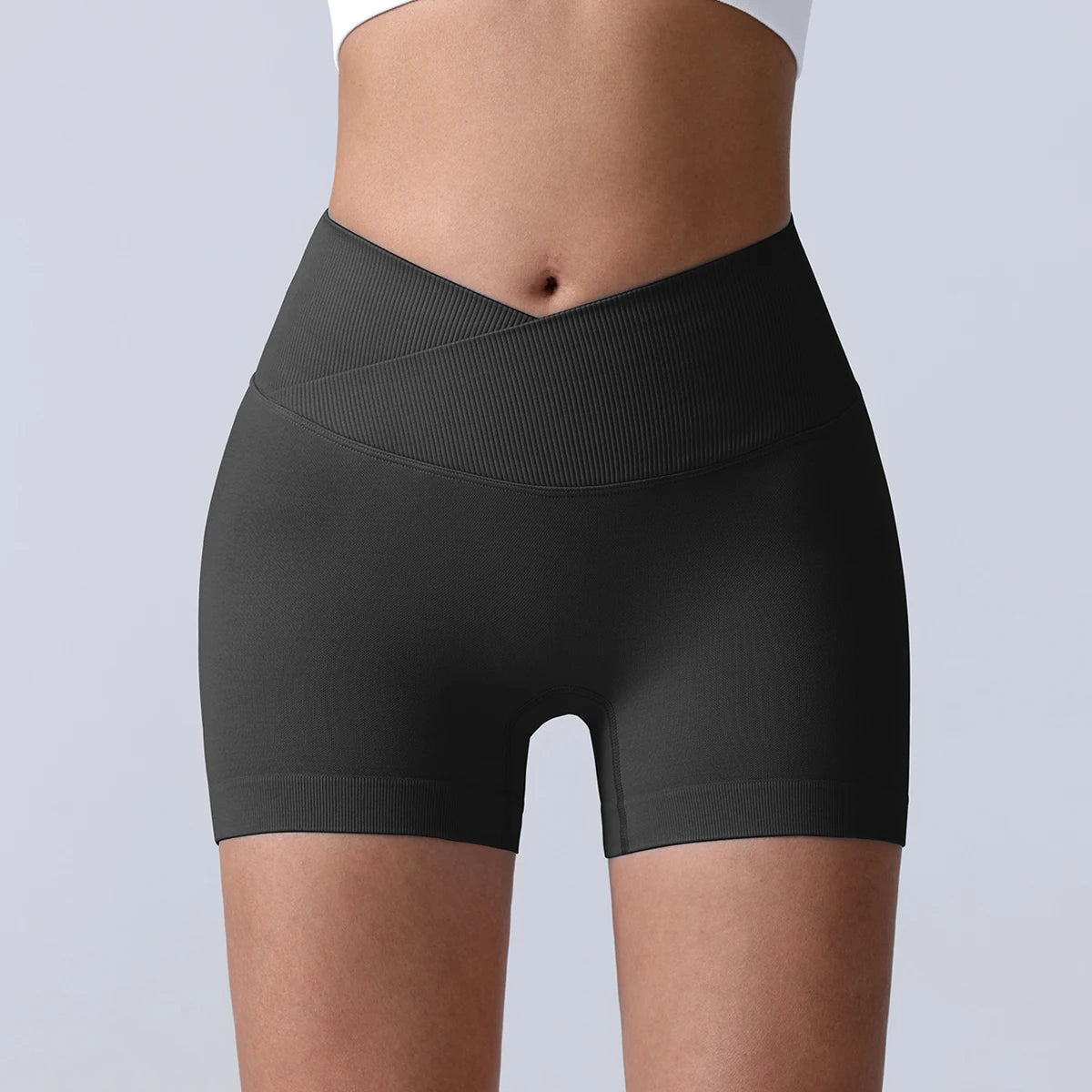 Cross-Back Yoga Shorts for Women - High-Waisted Tummy Control Fitness & Yoga Running Breathable Quick-Dry Shorts