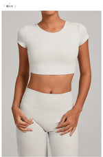 No Padded Women's Yoga T-shirt Short Sleeves Bra Backless Fitness Top Beautiful Back Gym Clothes Form-fitting Running Tee