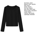 Women Long Sleeve T-shirt Crew Neck Tee Breathable Skin-friendly Basic Tee Autumn Winter Inner Wear Top