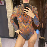 S - XXL New Printed Long Sleeve With Pants Women Swimwear One Piece Swimsuit Female Floral Padded Bather Bathing Suit Swim V7176