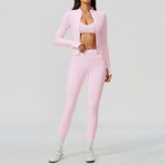 Yoga Set 3PCS Women's Tracksuit Workout Outfit Zipper Fitness Long Sleeved Sportswear Gym Clothes Female Sports Bra Yoga Clothes