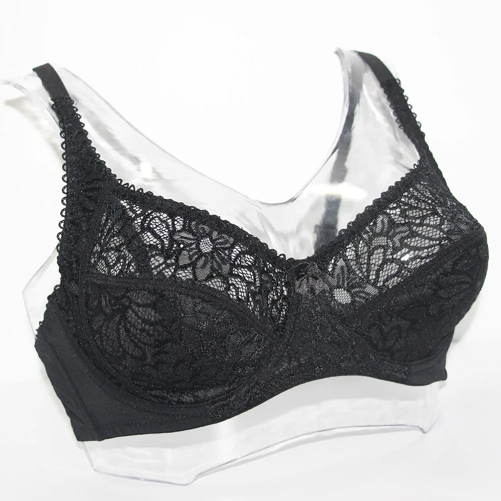 Womens Lace Bras Transparent Underwire Bra Sexy Lingerie Underwear Perspective Plus Size Bralette Large Cup 34-44 B C D DD E F