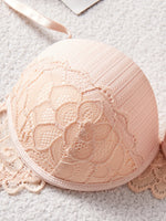 3Pcs-5Pcs Women's Bra with Patterned Engraved Cups, Sexy Lace Minimizer Bra, Underwire Push-Up Fashionable Women's Intimate Underwear