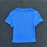 Solid color fitness women's soft breathable yoga short-sleeved comprehensive training tight T-shirt with exposed belly button