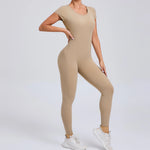 One-piece Yoga Padded Backless Suit Female Rompers Quick Dry Yoga Clothing Workout Bodysuits Scrunch Sports Jumpsuit Women