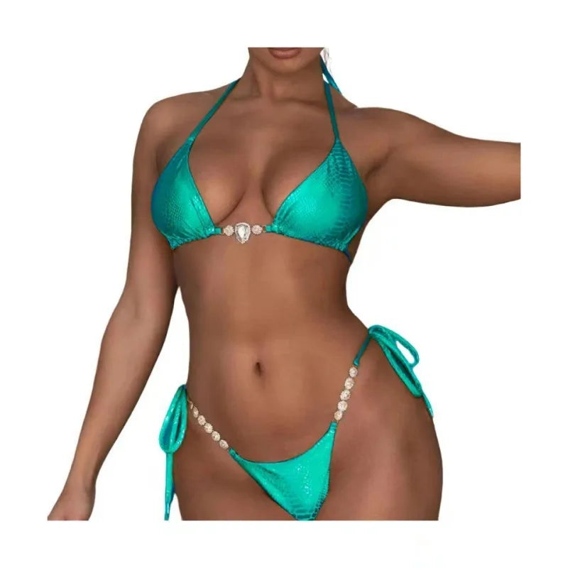 Micro Bikinis New Sexy Women Swimsuit Female Push Up Swimwear Solid Geen Bikini Set Bandeau Biquini Bathing Suit Beachwear