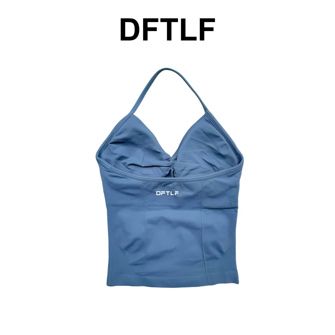 DFTLFNew Women Seamless V-neck Sports Vest Breathable Sleeveless Yoga Top Detachable Padding Slim Fit Gym Running Workout Athlet