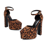 NASBAVI High Heeled Women's Sandals Buckle Pointed Toe Leopard Platform Shoes Woman Spring Design Sexy Elegant Gladiator Sandals