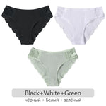 3Pcs/set Women's Cotton Panties M-2XL Trendy Patchwork Lace Underwear Female Low Waist Briefs Ladies Comfortable Underpants 2023
