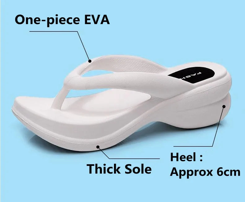 Thick Sole Wedges Flip Flops For Women 2025 Summer ClipPlatform Sandals Woman Non-slip Beach Slippers Girls Outdoor Slides