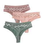 3Pcs/Set Sexy High Rise Panties Women Thongs Comfort G-String Underwear Sexy Lingerie Hollow Bottoms Female Underpants M-L