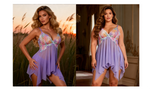 Pink Mesh Print Lace Sleep Dress for Women See Through Midi Nightgown with Panties Plus Size S-4XL
