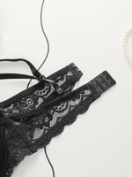 The Best-selling Sexy Gathering Style Lace Flower Adjustable Shoulder Strap Two-piece Set For Women's Underwear A3129