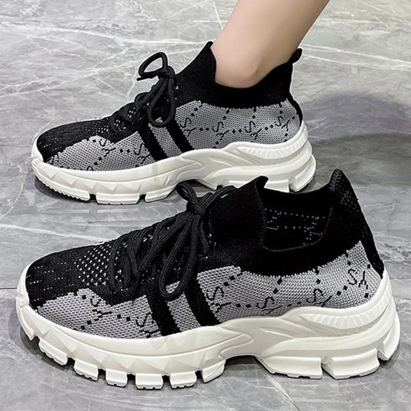 Fashion Striped Letter Print Sneakers for Woman Breathable Mesh Running Sports Shoes Women Comfortable Lightweight Shoes Ladies