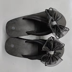 Black Mesh Bowknot Wedges Slippers Women Plus Size 36-43 Outdoor Platform Flip Flops Woman Summer Lightweight Clip Toe Sandals
