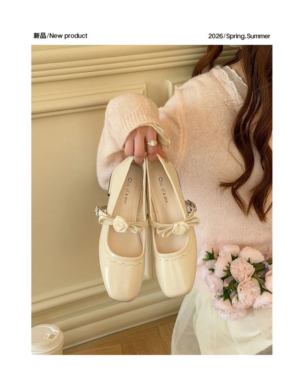 2026 Floral Rose Women Mary Jane Shoes Fashion Buckle Strap Thick Heel Shoes Ladies Elegant Daily Wedding Leather Dress Pumps