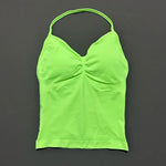 HISTELLO GYM Longline Strappy Top Women Seamless Yoga Clothing With Removable Pads V Neck Open Back Bra Workout Sports Halter
