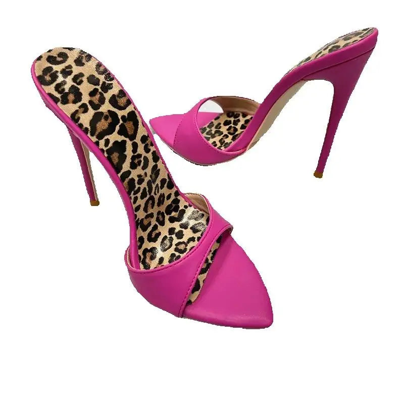 Sexy 12cm high heels shoes women slippers pointed toe dress dating party fashion sexy women sandals handmade plus size