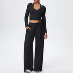 3 Pcs Women's Seamless Yoga Set Sports Fitness Gym Slim-Fit Long Sleeve & Tank Top Suits Workout Running Training Sets