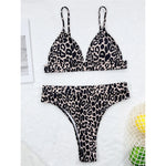 Sexy Leopard Padded Female Swimsuit High Waist Bikini Women Swimwear Two-Pieces Bikini Set Bather Bathing Suit Swim Lady V3446