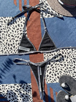 Shiny PU Leather Extreme Mini Micro String Bikini Female Swimsuit Women Swimwear Two-pieces Bikini set Halter Bathing Suit Swim