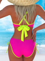 Sexy Neon Yellow Gradient Bikinis Sets Bathing Suits Swimwear Women 2026 V Neck Push Up Drawstring Side High Waist Swimsuit