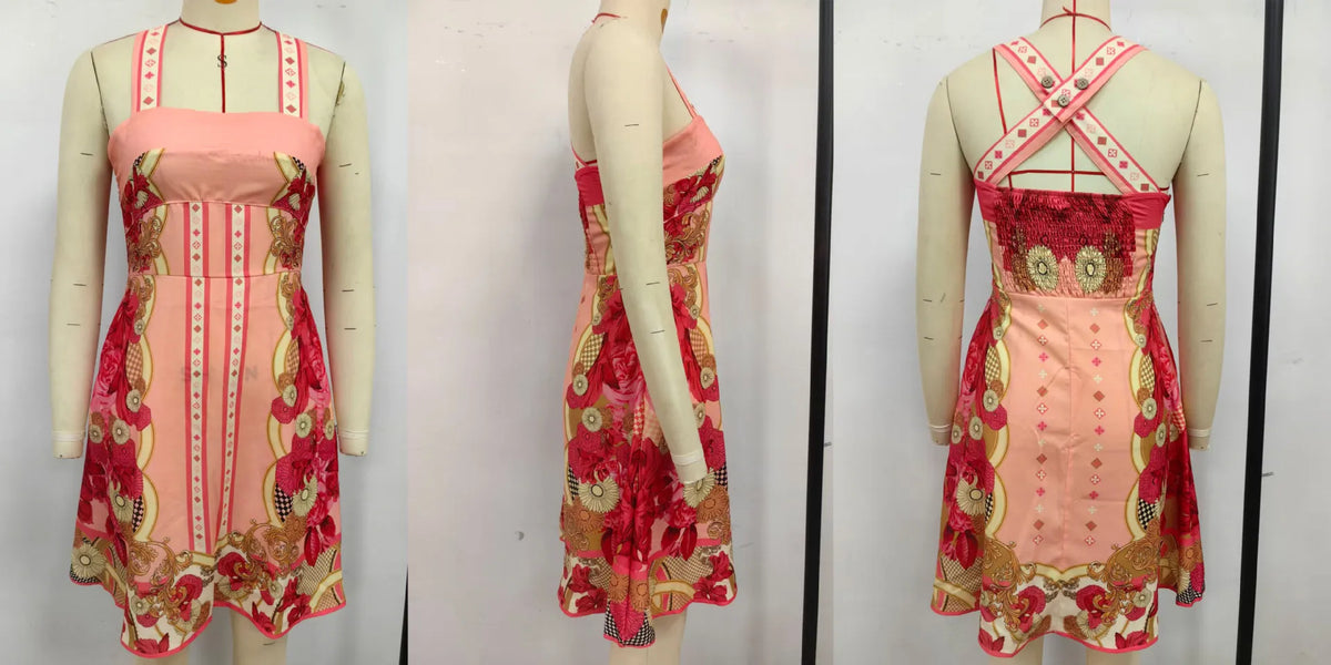 Fashion Color Bohemian Style Print Dress Women Summer New A-line Sleeveless Short Dresses Vacation Commuting Clothing Vestidos