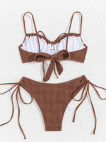 Sexy Coffee Bikini 2026 Women Front Tie Push Up Underwire Swimsuit Brazilian Cut Out Beach Bathing Suit Tie Side Thong Swimwear