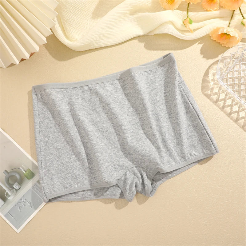 4Pcs/Set Women's Cotton Boxers Panties Seamless Sports Underwear Female Solid Color Cozy Lingerie Intimate Underpants XS-XL