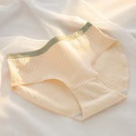 1-Pack Women's Ribbed Cotton Panties Breathable Soft Daily Underwear Low Rise Briefs Solid Color 7 Colors Lingerie Size M-XL