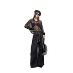 Lazy sun protection long-sleeved T-shirt summer pure lust hottie thin loose air-conditioned blouse hollow top