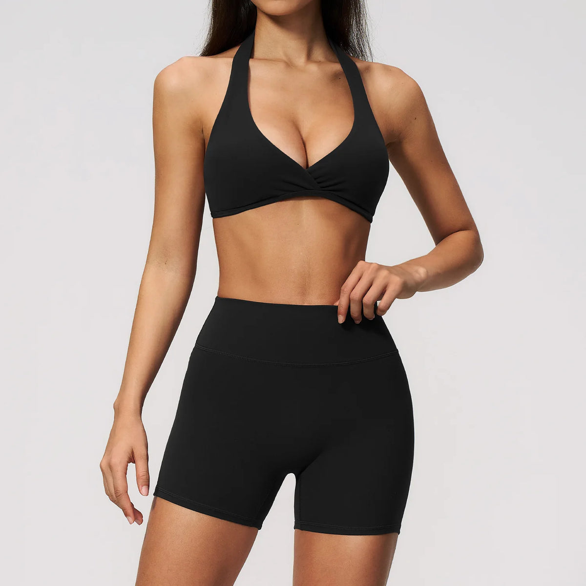 Summer Yoga Sets Women Front Cross Sports Bra Exercise Suits Outwear Lifting Buttocks Abdominal Compression Shorts Fitness Set