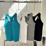 Women's One Piece Yoga Sports Vest Stretch I-Shaped Running Fitness Slimming Short Style Camisole Outerwear