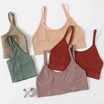 Women U-Neck Thin Strap Ribbed Wireless Bralette Push Up Bras Sport Seamless Underwear Without Pads Sexy Lingerie Crop Top M-XL