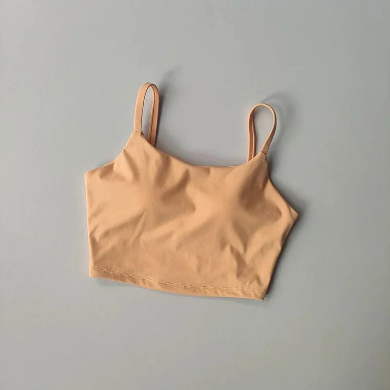 Women's yoga sports bra, small camisole vest integrated fixed gathering sports and fitness bra