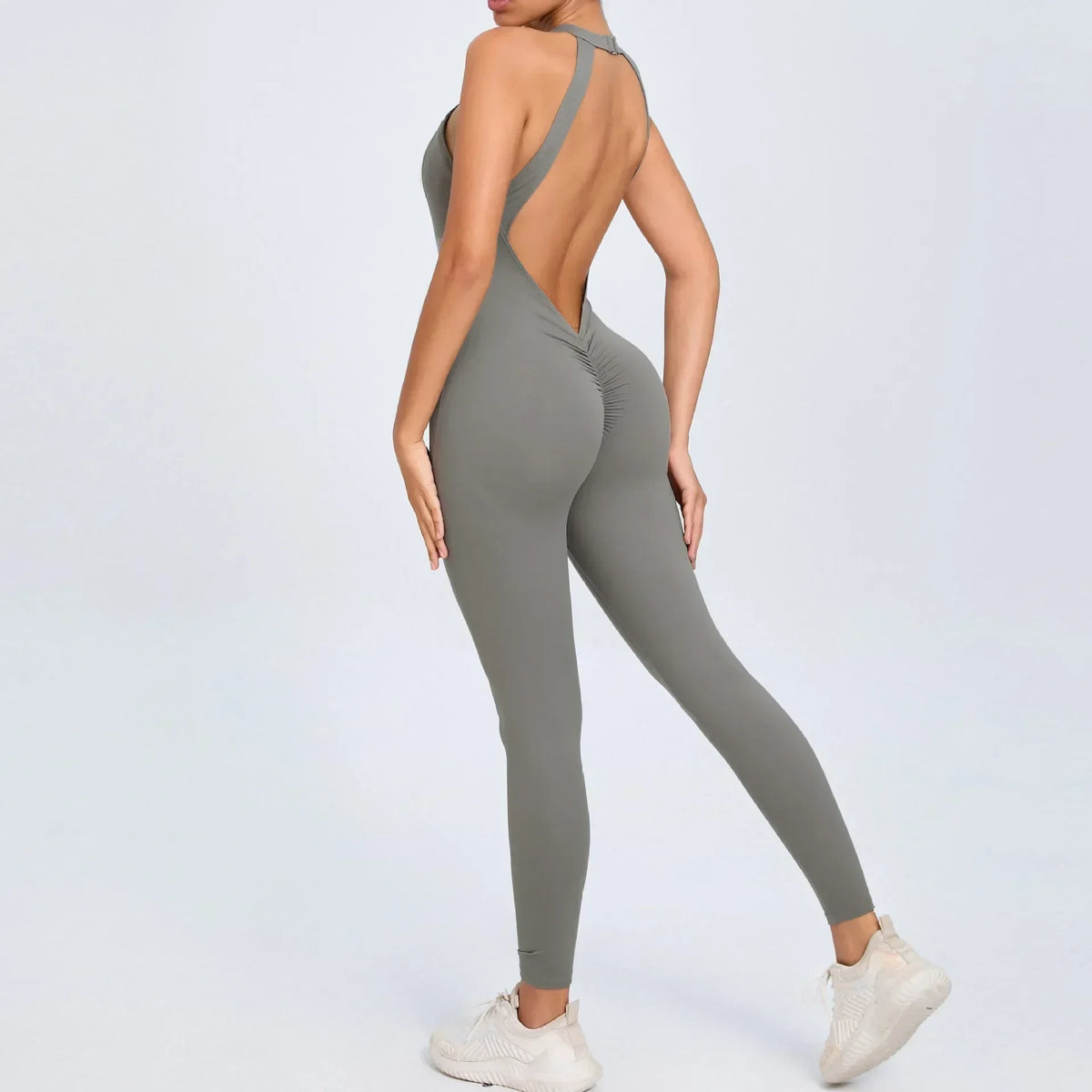 Seamless Yoga Jumpsuits Sports Fitness Peach Hip-lifting Backless Buckle One-Piece Training Gym Workout Tracksuits for Women