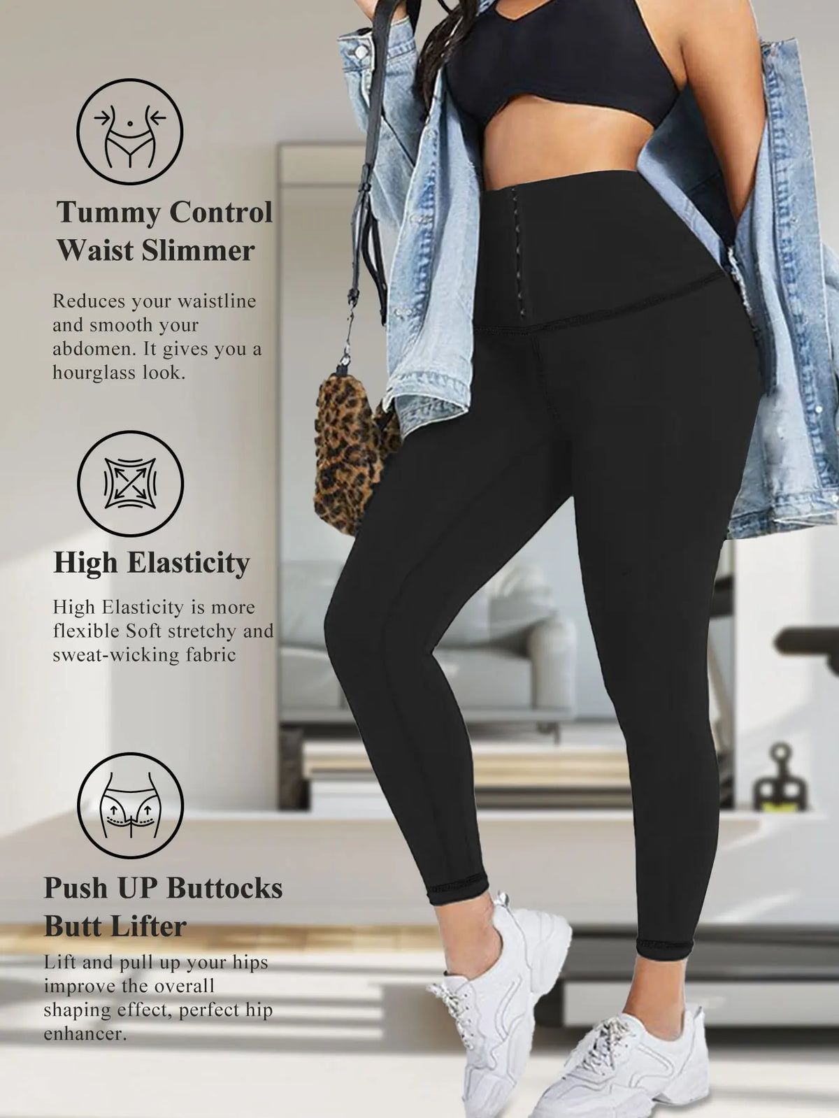Womens High Waist Shaping Legging Tummy Control Butt Lifting Stretch Yoga Pant Training Sports Slimming Belly Plus Size Trousers